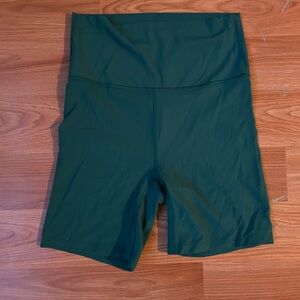 Women's High Waisted Green Biker Shorts